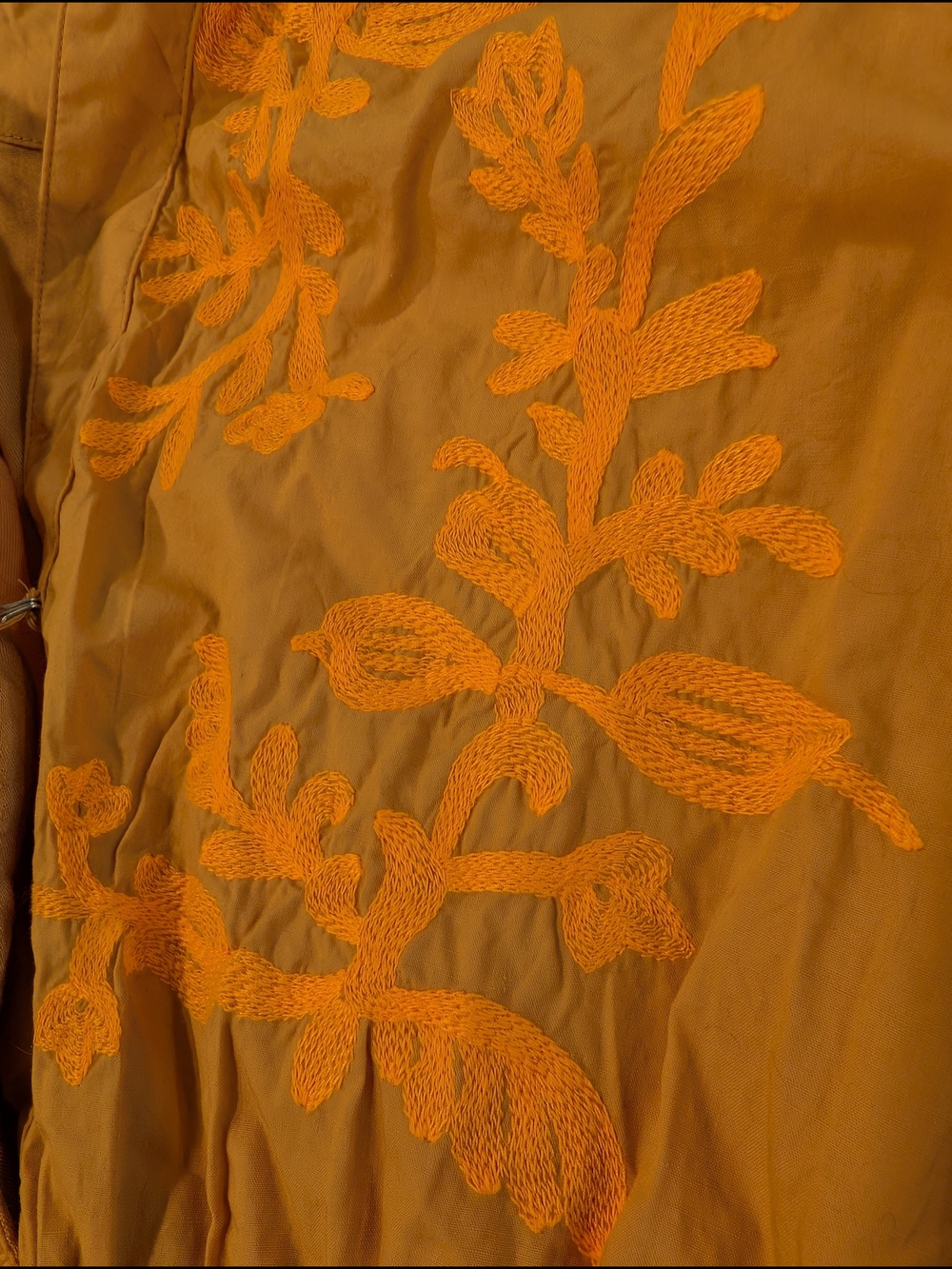 Anthropologie Maxi Dress with Bright Orange Floral Embroidery - Picture 4 of 9